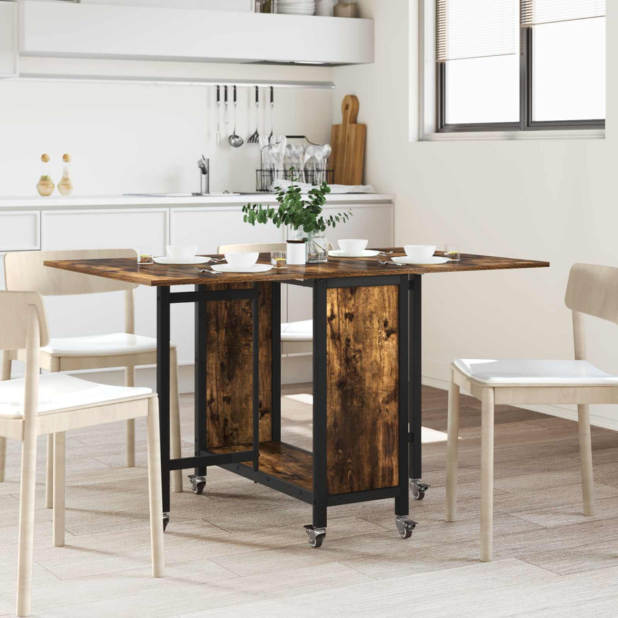 Opvouwbare eettafel met wielen 130 x 80 x 76,5 cm staal PB