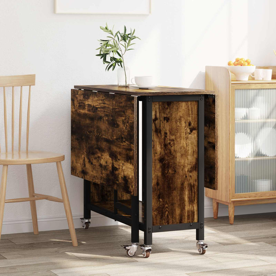 Opvouwbare eettafel met wielen 130 x 80 x 76,5 cm staal PB