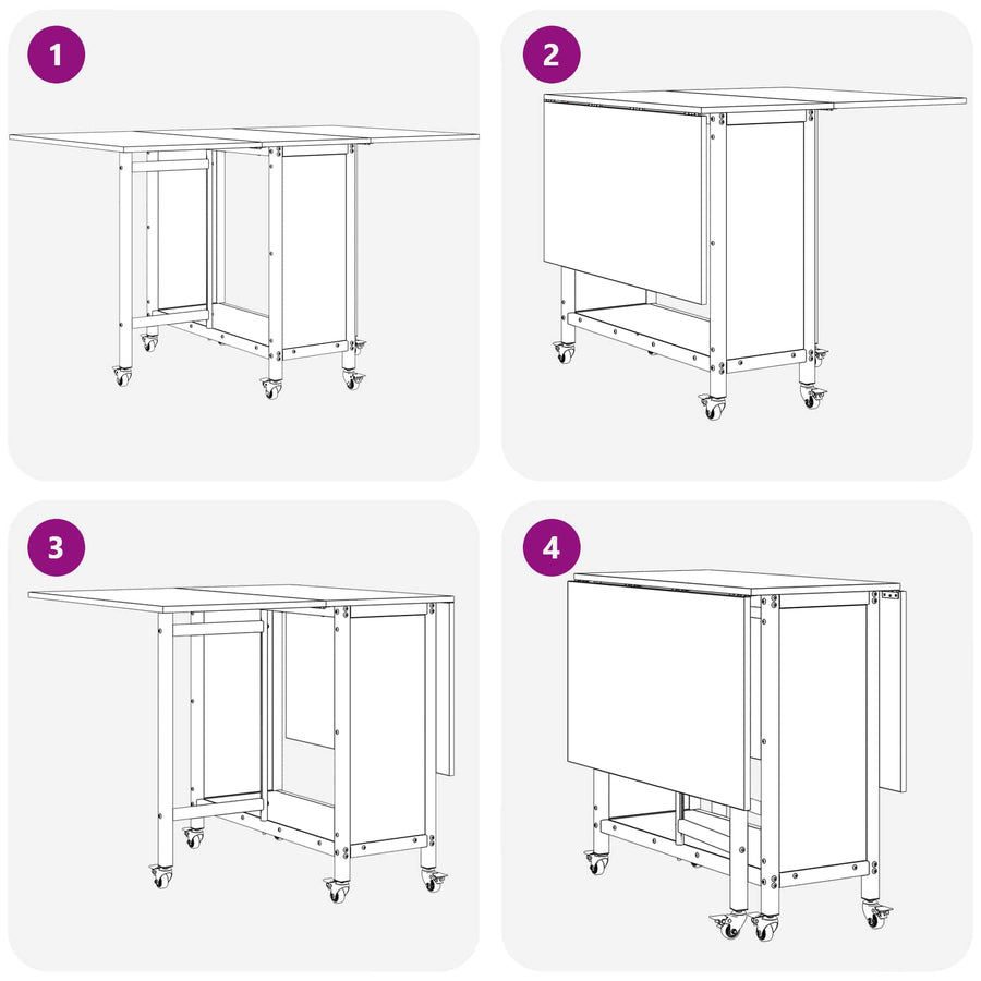 Opvouwbare eettafel met wielen 130 x 80 x 76,5 cm staal PB