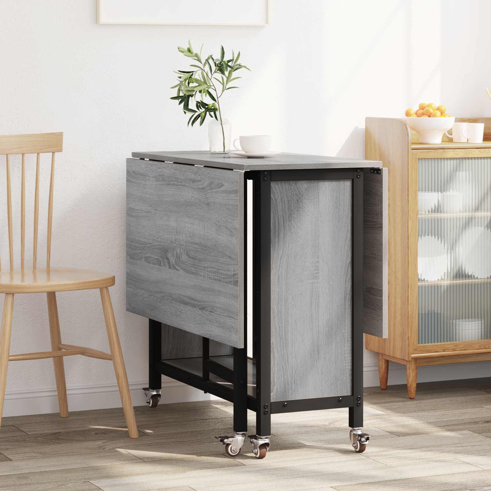 Opvouwbare eettafel met wielen 130 x 80 x 76,5 cm staal PB