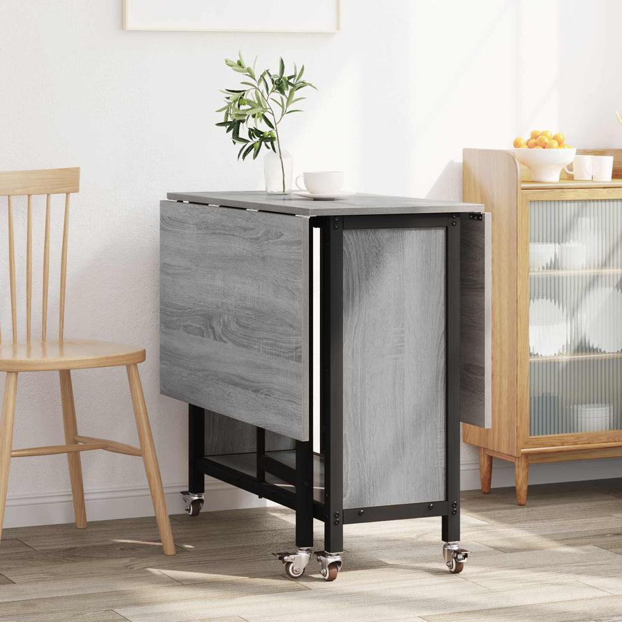 Opvouwbare eettafel met wielen 130 x 80 x 76,5 cm staal PB