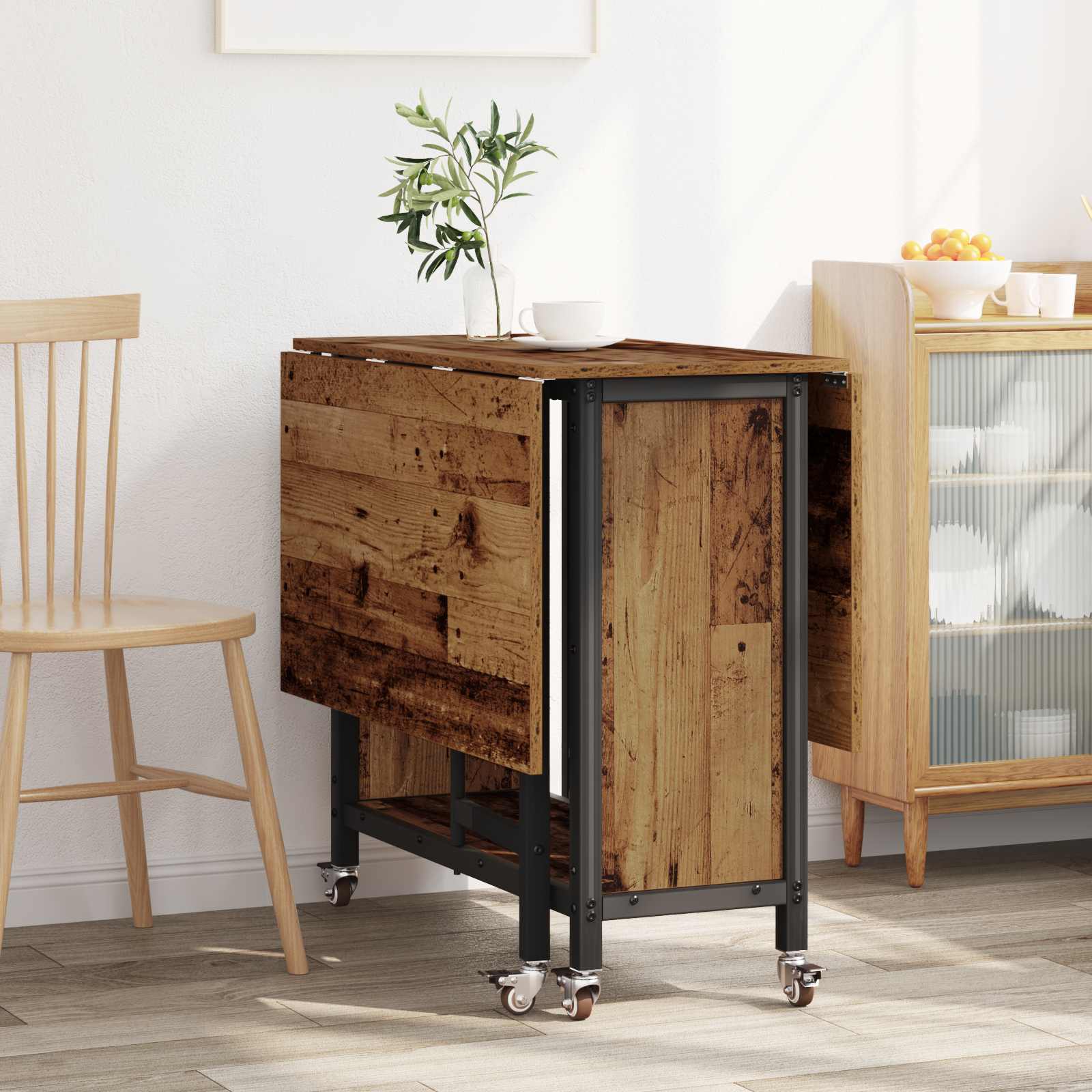 Opvouwbare eettafel met wielen 130 x 80 x 76,5 cm staal PB