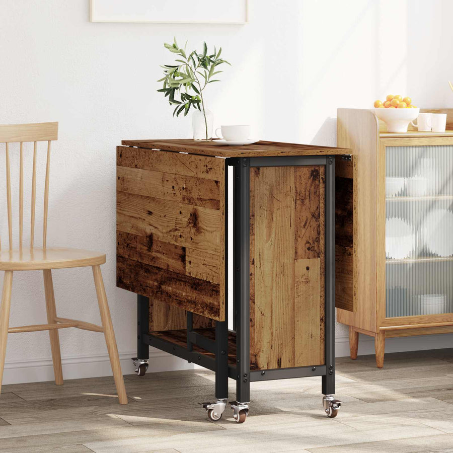 Opvouwbare eettafel met wielen 130 x 80 x 76,5 cm staal PB