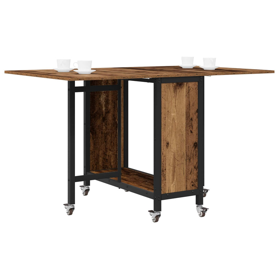 Opvouwbare eettafel met wielen 130 x 80 x 76,5 cm staal PB