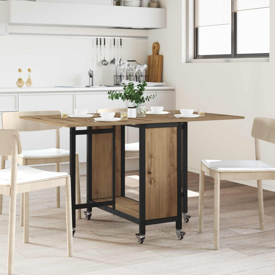 Opvouwbare eettafel met wielen 130 x 80 x 76,5 cm staal PB