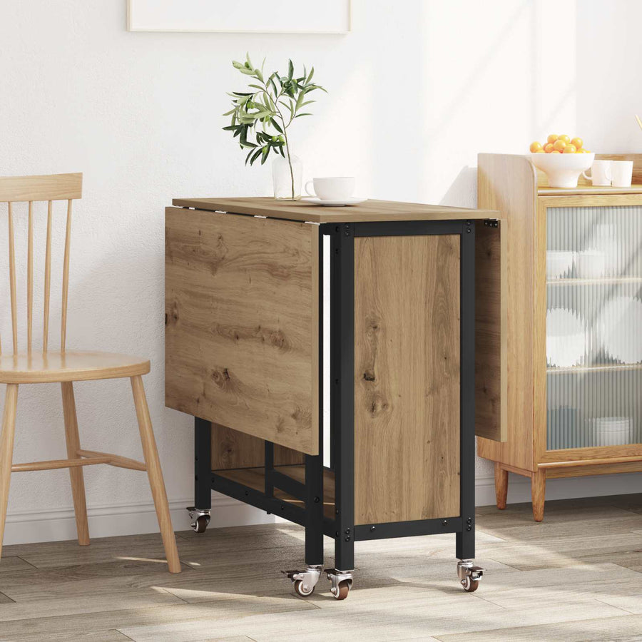 Opvouwbare eettafel met wielen 130 x 80 x 76,5 cm staal PB