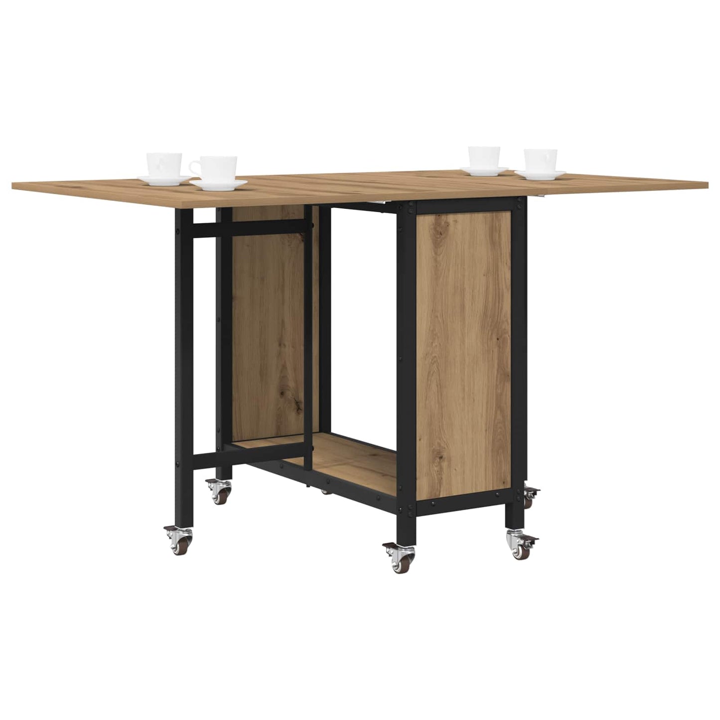 Opvouwbare eettafel met wielen 130 x 80 x 76,5 cm staal PB
