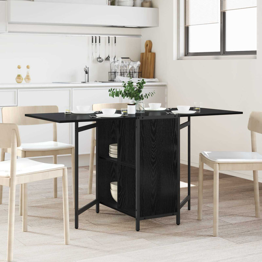 Eettafel 144 x 60 x 75 cm Bewerkt hout Zwart eiken Rechthoekig
