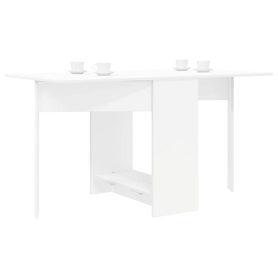 Eettafel 138 x 70 x 73,5 cm Bewerkt hout Wit Rechthoekig