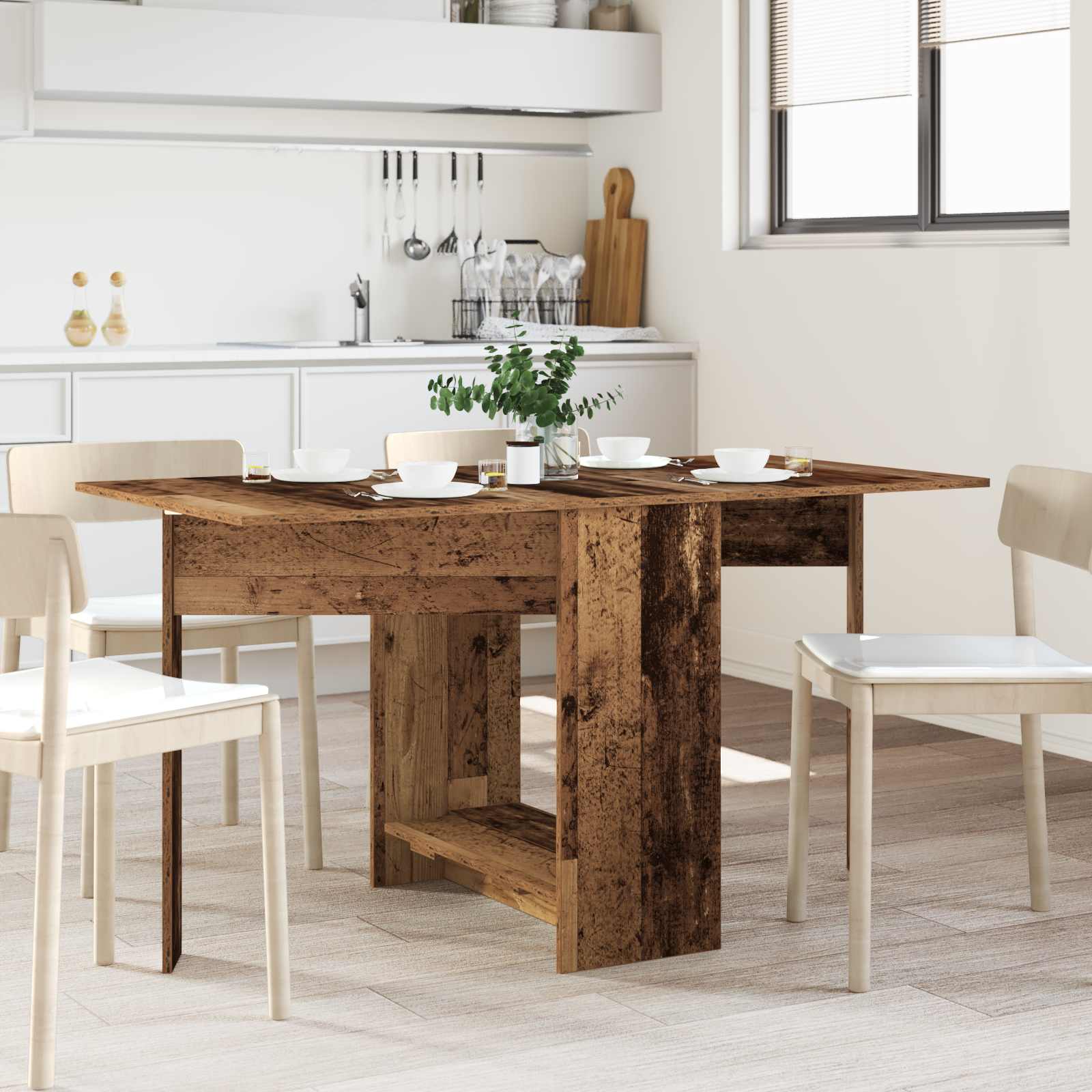 Eettafel 138 x 70 x 73,5 cm Bewerkt hout Oud hout Rechthoekig