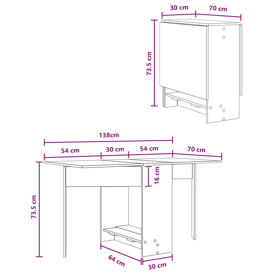 Eettafel 138 x 70 x 73,5 cm Bewerkt hout Oud hout Rechthoekig