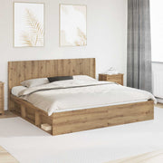 Hoofdbord bewerkt hout 186,5x7x100 cm artisanaal eiken