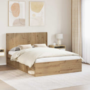 Hoofdbord bewerkt hout 126,5x7x100 cm artisanaal eiken