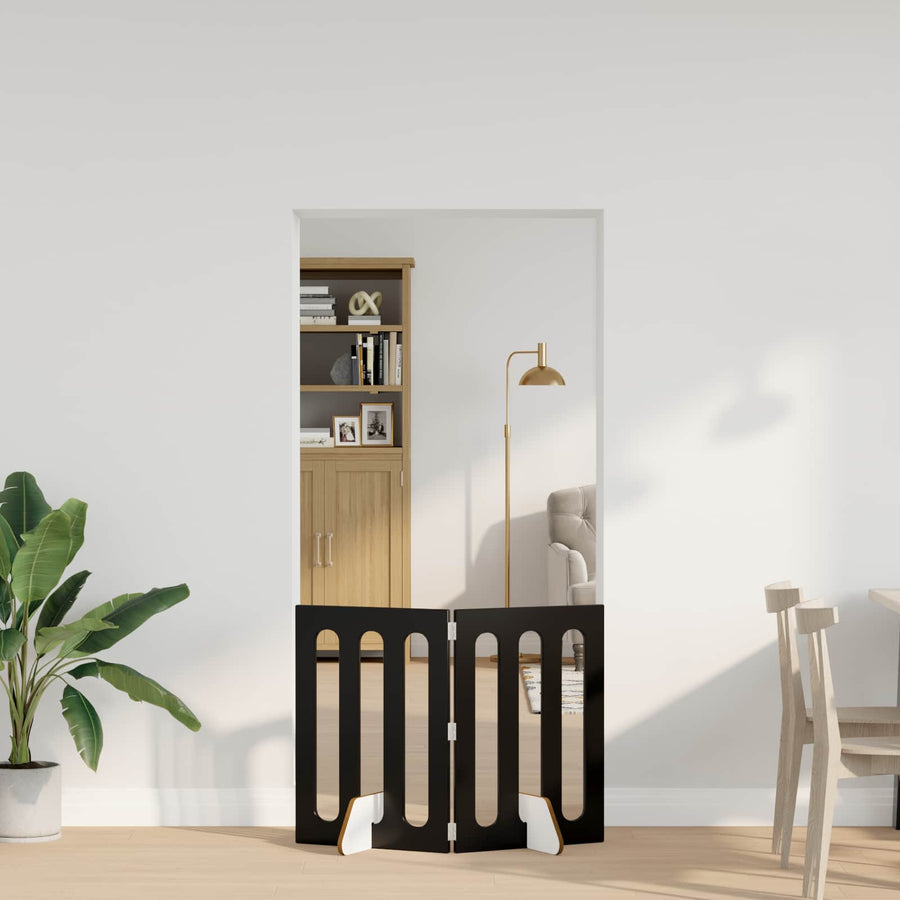 Opvouwbaar huisdierhek 2 pcs Zwarte Eik 100,5 x 38 x 70 cm