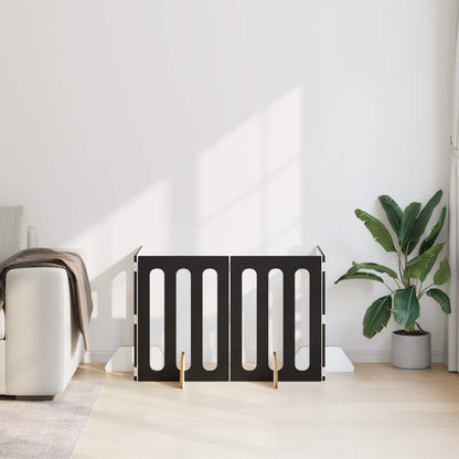 Opvouwbaar huisdierhek 4 pcs Zwarte Eik 201 x 38 x 70 cm