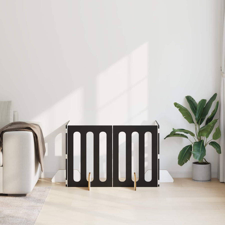 Opvouwbaar huisdierhek 4 pcs Zwarte Eik 201 x 38 x 70 cm
