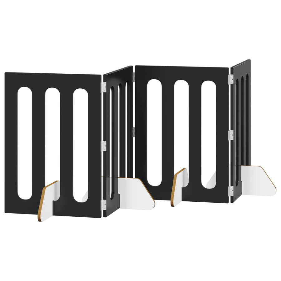 Opvouwbaar huisdierhek 4 pcs Zwarte Eik 201 x 38 x 70 cm