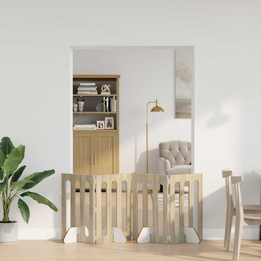 Opvouwbaar huisdierhek 4 pcs Sonoma Eiken 201 x 38 x 70 cm