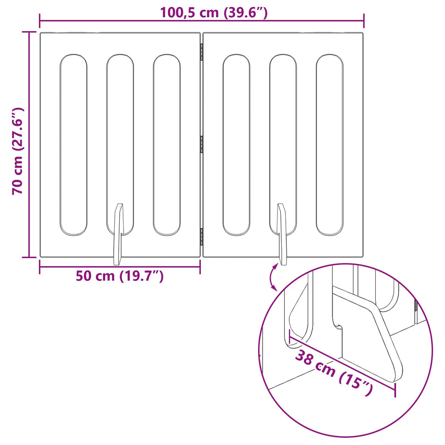 Opvouwbaar huisdierhek 2 pcs Beton Grijs 100,5 x 38 x 70 cm