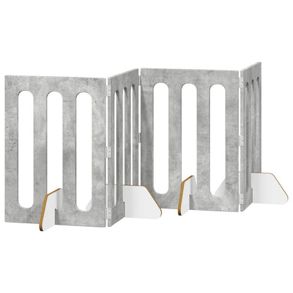 Opvouwbaar huisdierhek 4 pcs Beton Grijs 201 x 38 x 70 cm