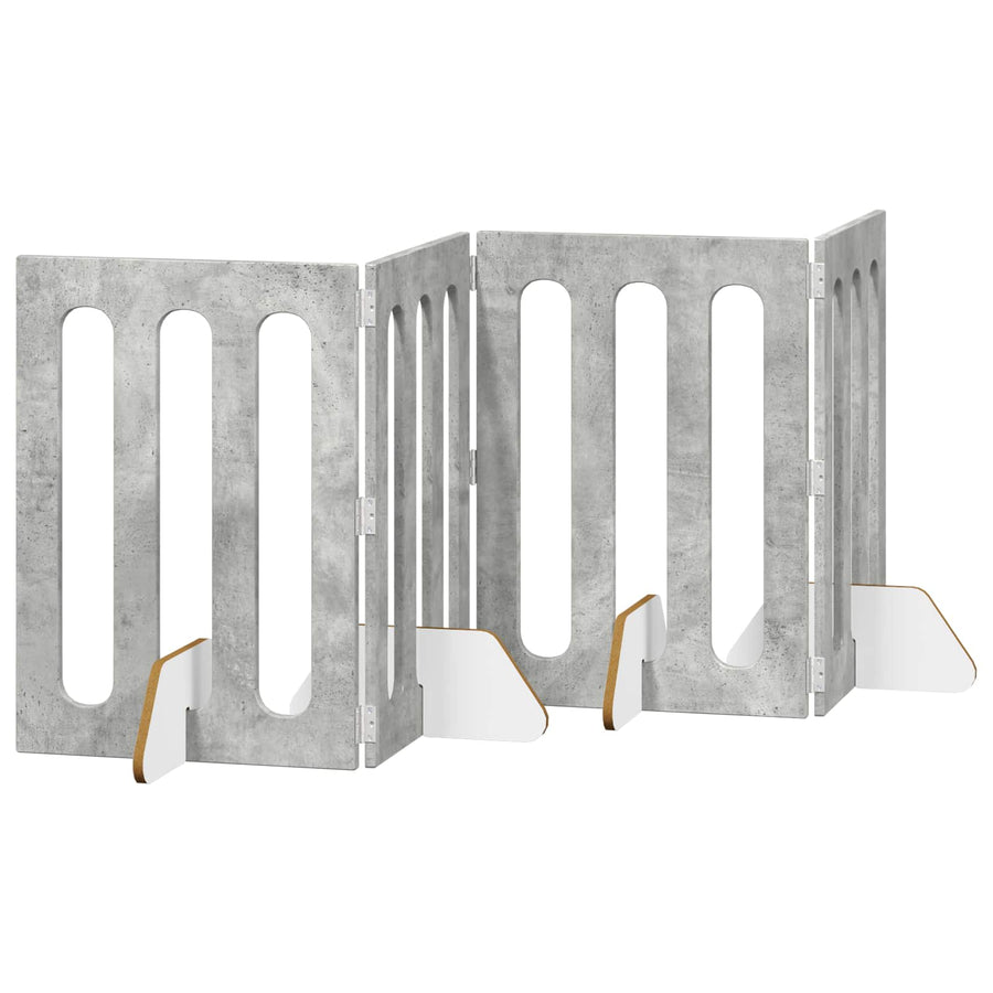Opvouwbaar huisdierhek 4 pcs Beton Grijs 201 x 38 x 70 cm