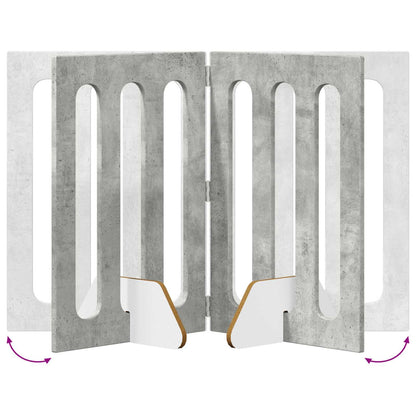 Opvouwbaar huisdierhek 4 pcs Beton Grijs 201 x 38 x 70 cm