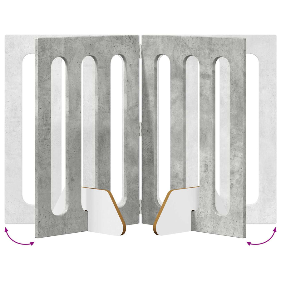 Opvouwbaar huisdierhek 4 pcs Beton Grijs 201 x 38 x 70 cm