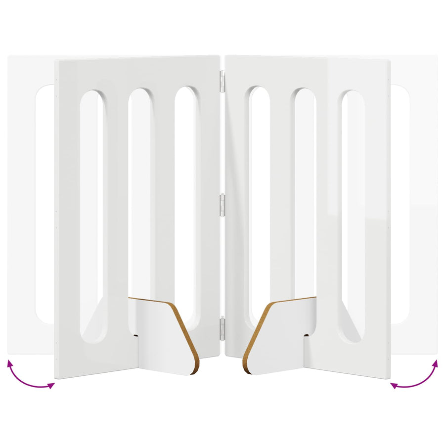 Opvouwbaar huisdierhek 2 pcs Hoogglans Wit 100,5 x 38 x 70 cm