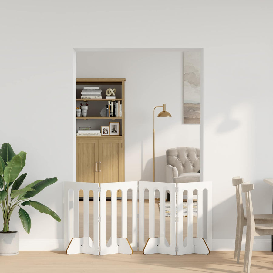 Opvouwbaar huisdierhek 4 pcs Hoogglans Wit 201 x 38 x 70 cm