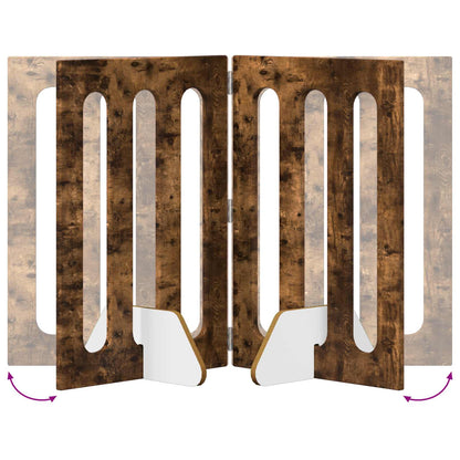 Opvouwbaar huisdierhek 2 pcs Gerookte Eik 100,5 x 38 x 70 cm