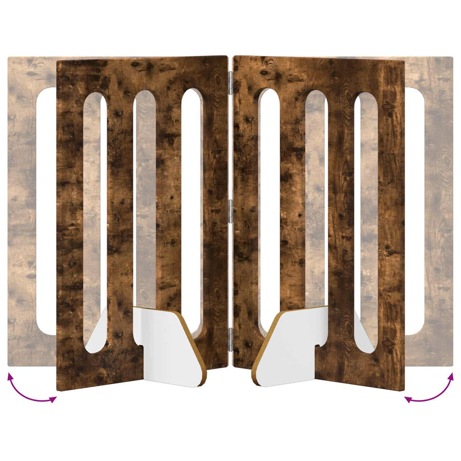 Opvouwbaar huisdierhek 2 pcs Gerookte Eik 100,5 x 38 x 70 cm