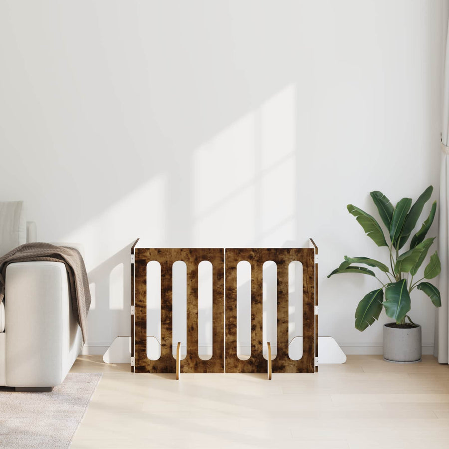 Opvouwbaar huisdierhek 4 pcs Gerookte Eik 201 x 38 x 70 cm