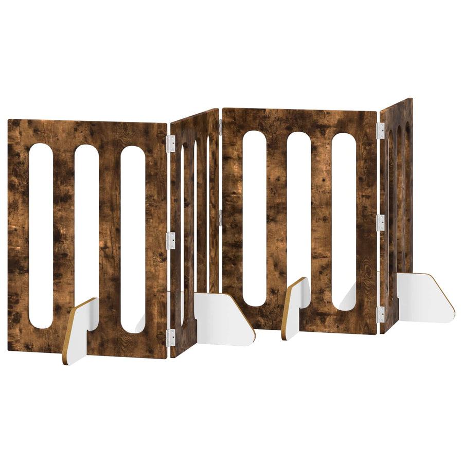 Opvouwbaar huisdierhek 4 pcs Gerookte Eik 201 x 38 x 70 cm