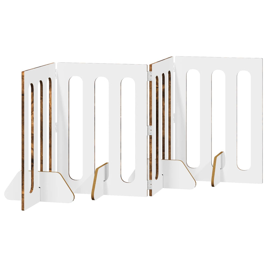 Opvouwbaar huisdierhek 4 pcs Gerookte Eik 201 x 38 x 70 cm