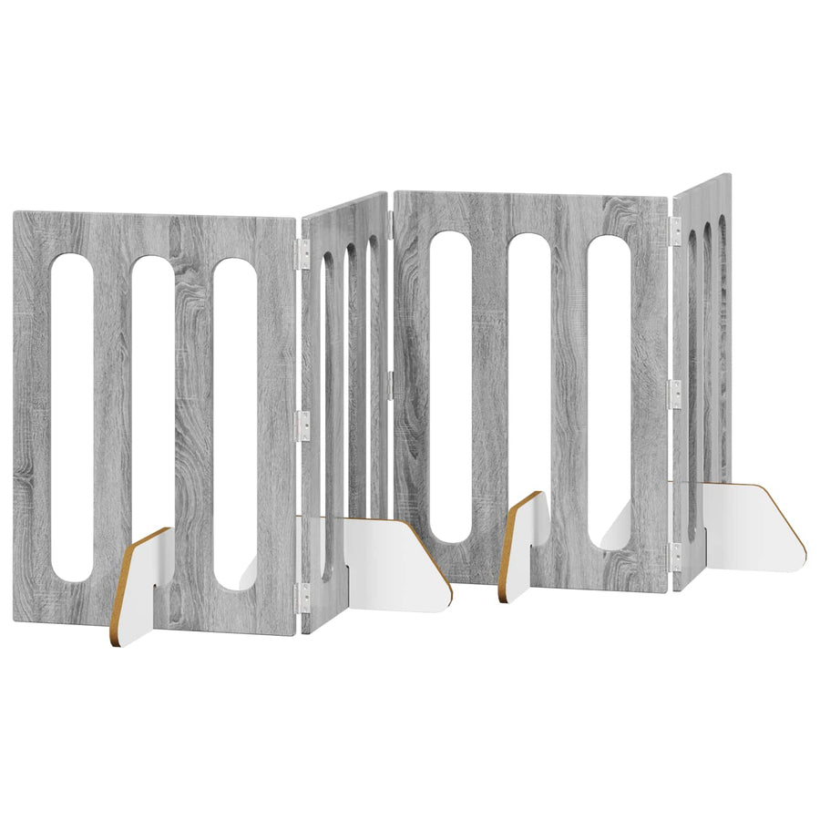 Opvouwbaar huisdierhek 4 pcs Grijze Sonoma 201 x 38 x 70 cm