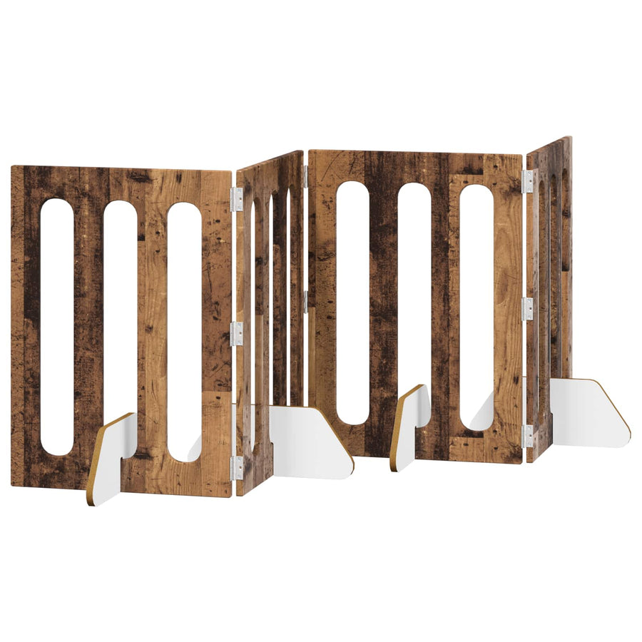 Opvouwbaar huisdierhek 4 pcs Eikenhout 201 x 38 x 70 cm