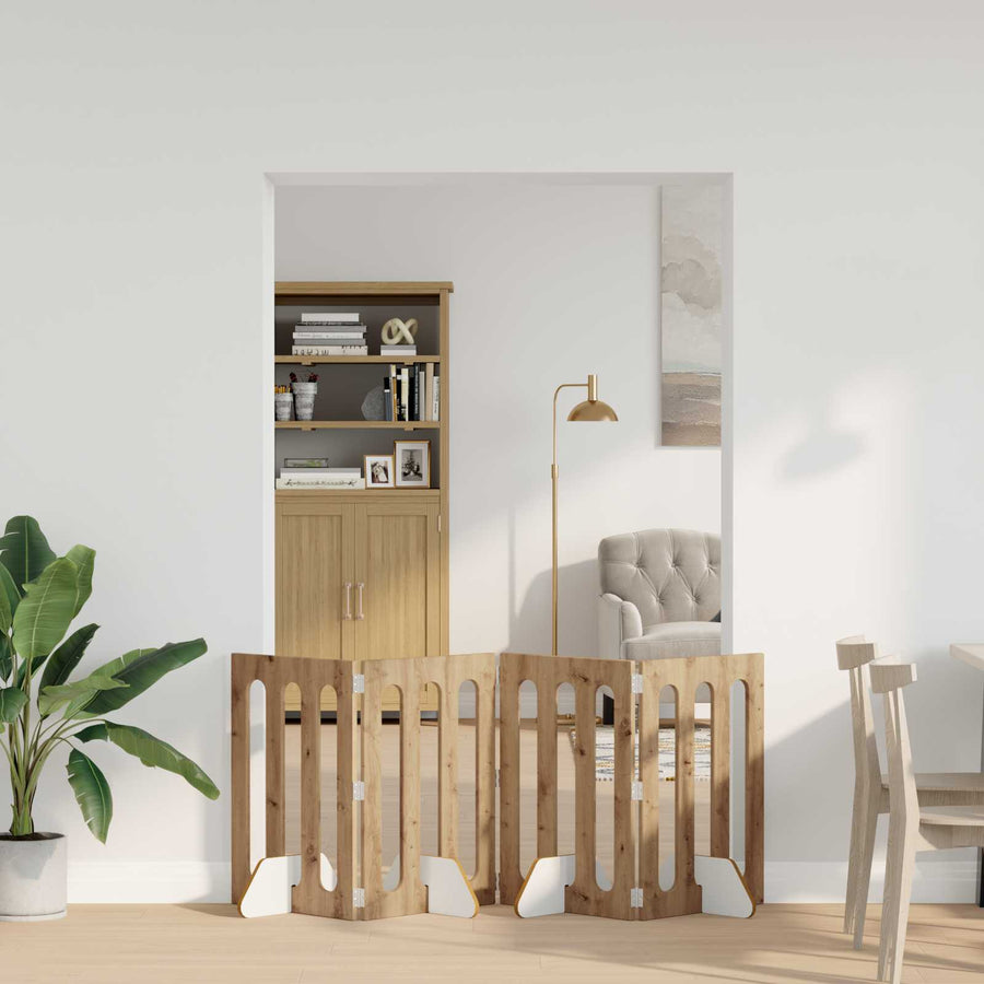 Opvouwbaar huisdierhek 4 pcs Artisan Eik 201 x 38 x 70 cm