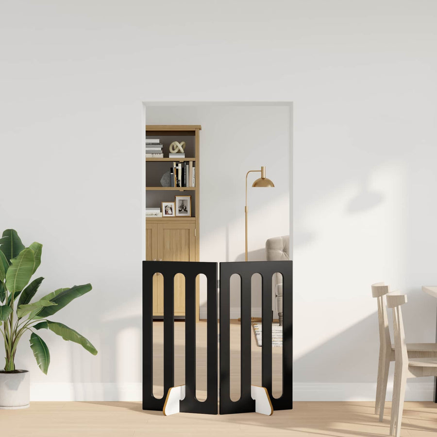 Opvouwbaar huisdierhek 2 pcs Zwarte Eik 100,5 x 38 x 90 cm