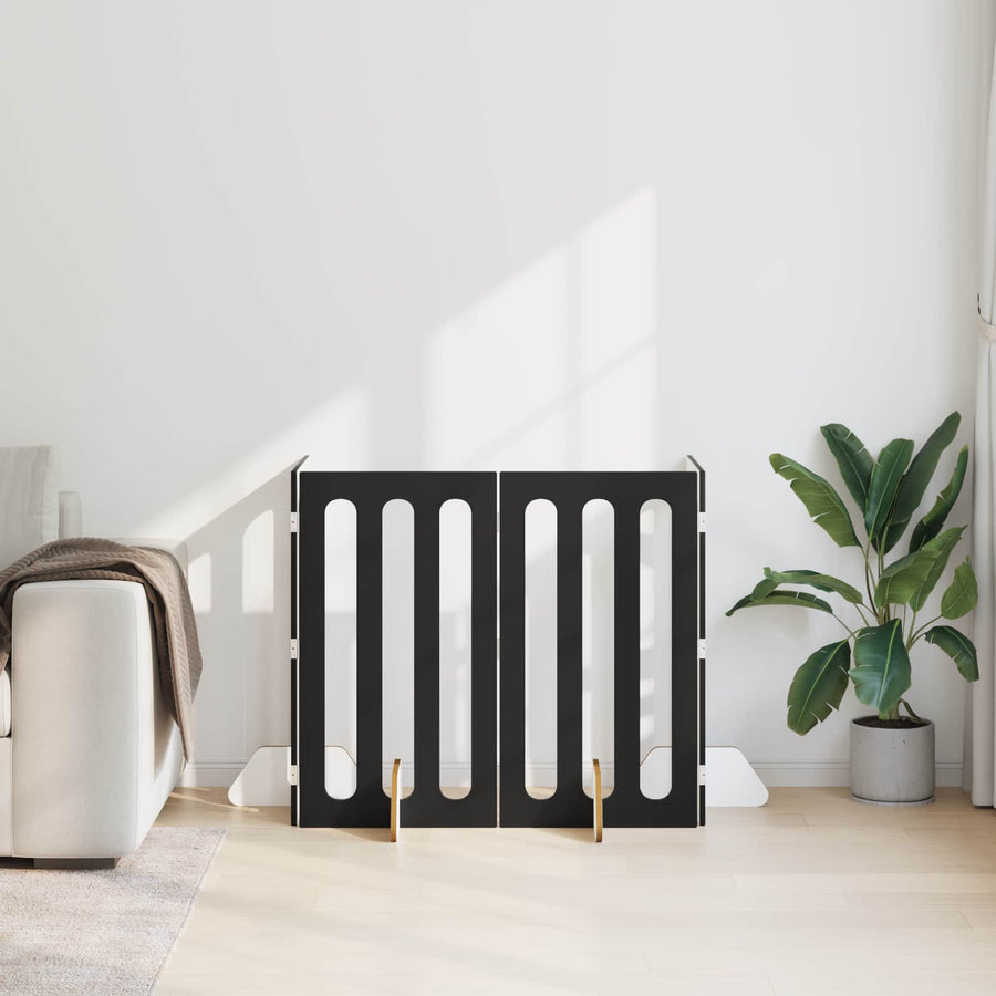 Opvouwbaar huisdierhek 4 pcs Zwarte Eik 201 x 38 x 90 cm