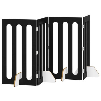Opvouwbaar huisdierhek 4 pcs Zwarte Eik 201 x 38 x 90 cm