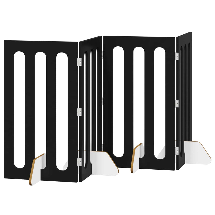 Opvouwbaar huisdierhek 4 pcs Zwarte Eik 201 x 38 x 90 cm