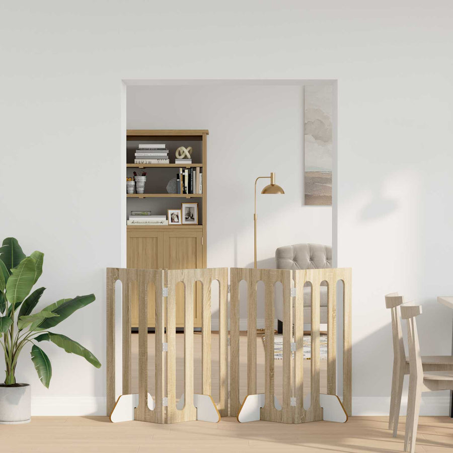 Opvouwbaar huisdierhek 4 pcs Sonoma Eiken 201 x 38 x 90 cm