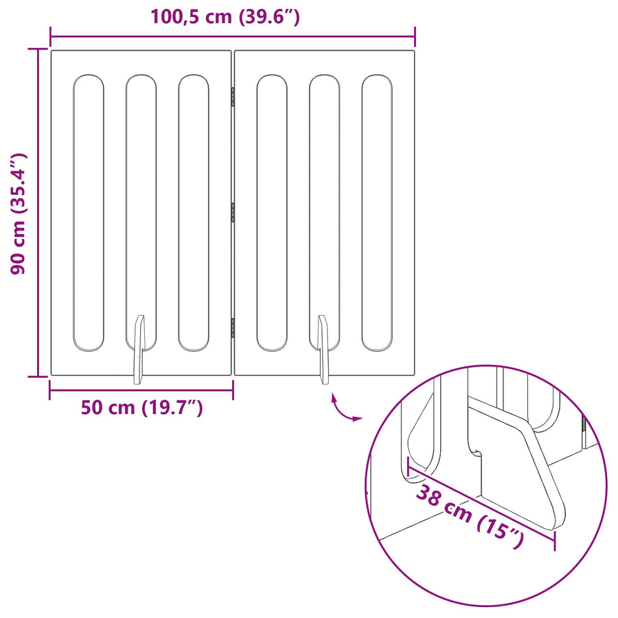 Opvouwbaar huisdierhek 2 pcs Beton Grijs 100,5 x 38 x 90 cm