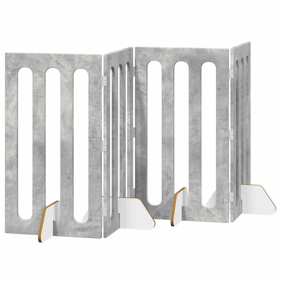 Opvouwbaar huisdierhek 4 pcs Beton Grijs 201 x 38 x 90 cm