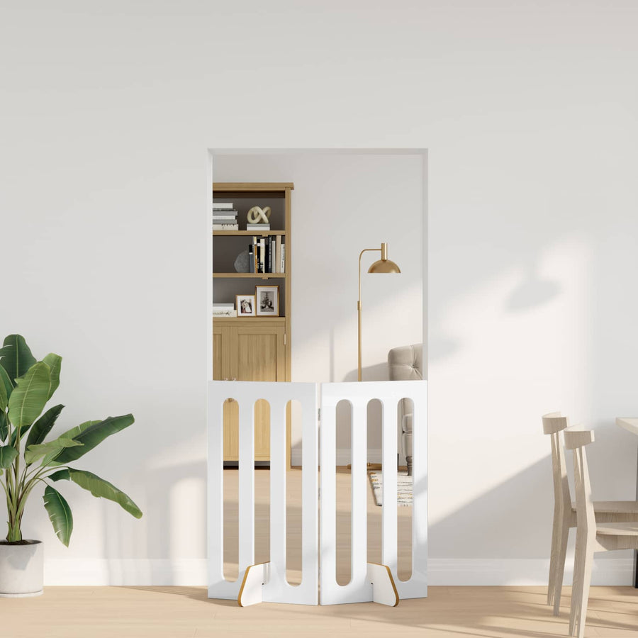 Opvouwbaar huisdierhek 2 pcs Hoogglans Wit 100,5 x 38 x 90 cm