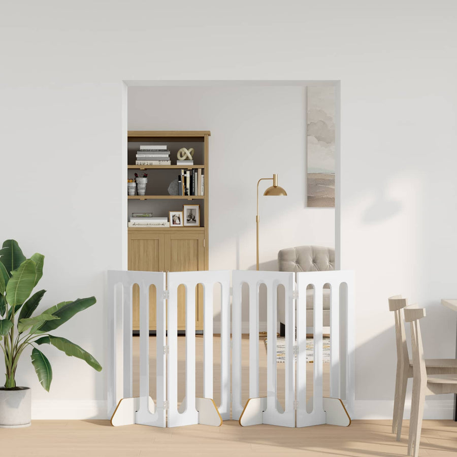 Opvouwbaar huisdierhek 4 pcs Hoogglans Wit 201 x 38 x 90 cm