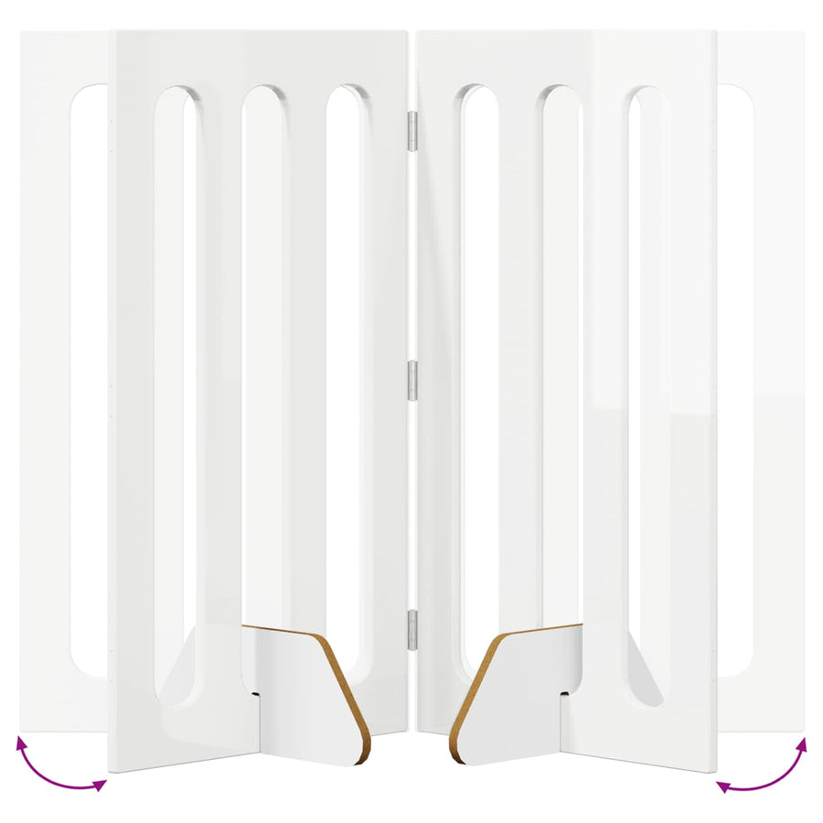 Opvouwbaar huisdierhek 4 pcs Hoogglans Wit 201 x 38 x 90 cm