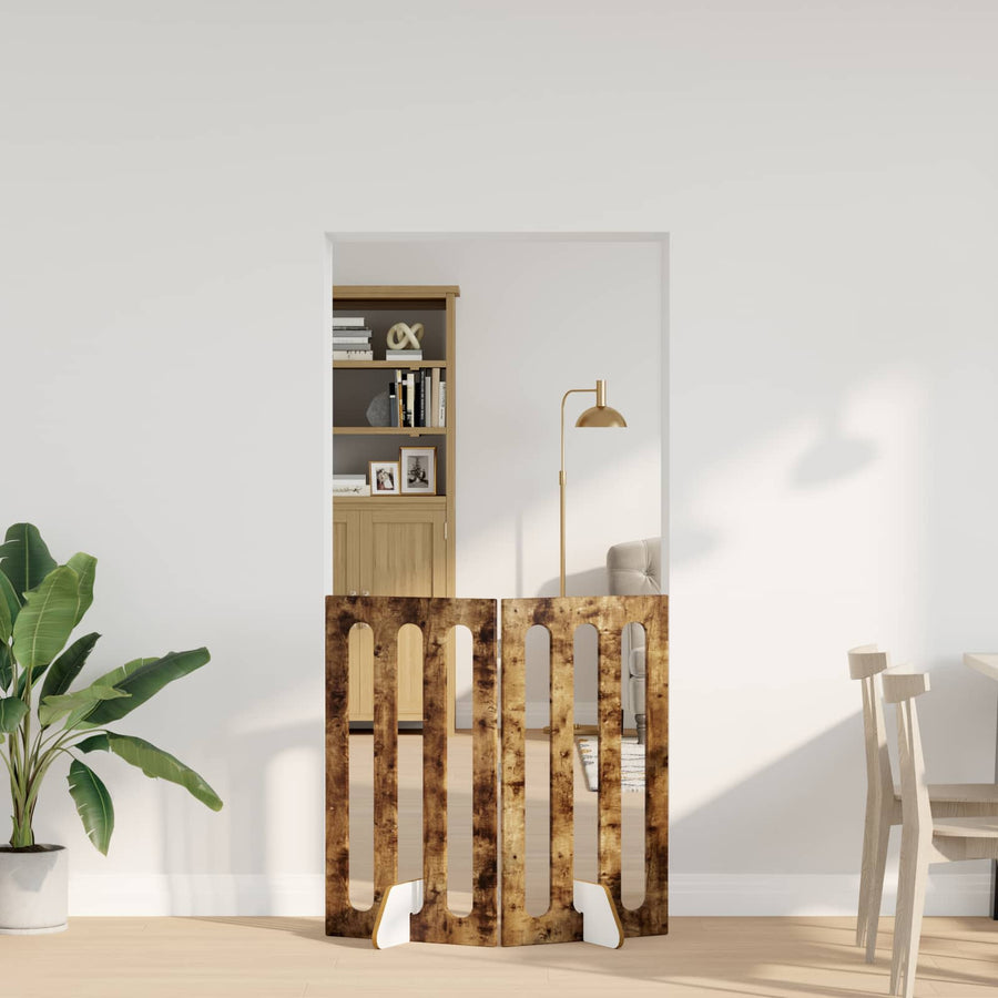 Opvouwbaar huisdierhek 2 pcs Gerookte Eik 100,5 x 38 x 90 cm