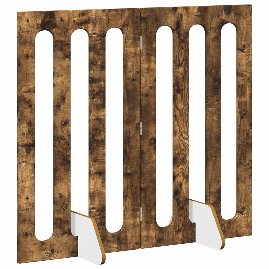 Opvouwbaar huisdierhek 2 pcs Gerookte Eik 100,5 x 38 x 90 cm