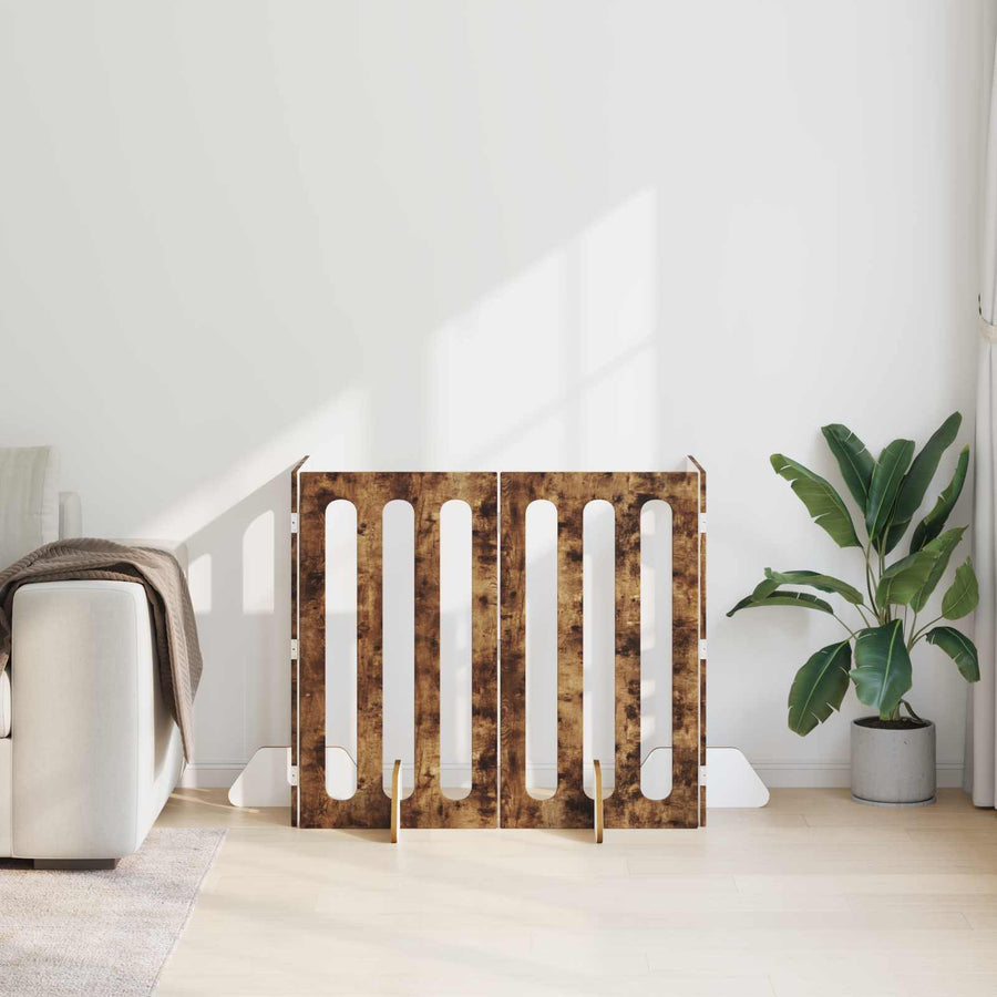 Opvouwbaar huisdierhek 4 pcs Gerookte Eik 201 x 38 x 90 cm